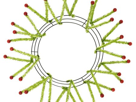 15-24  Tinsel Ball Work Wreath Form: Lime Red For Sale