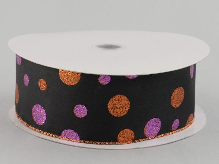 2.5  Glitter Dots Ribbon: Orange Black Purple (50 Yards) Online Hot Sale