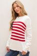 White American Flag Cable Knit Drop Shoulder Sweater Cheap