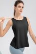 Wide Strap Round Neck Active Tank on Sale