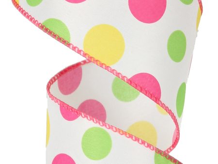 2.5  Polka Dot Ribbon: Pink, Lime & Yellow (10 Yards) Online