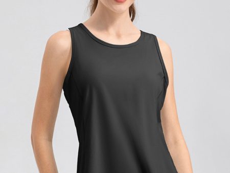 Wide Strap Round Neck Active Tank on Sale