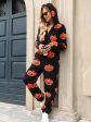 Fuzzy Pumpkin Half Zip Hooded Jumpsuit Sale