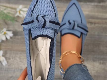 Bow Contrast Trim Point Toe Loafers Fashion