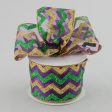 2.5  Sheer Mardi Gras Chevron Ribbon (10 Yards) on Sale