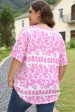 White Floral Printed Curved Hem Plus Size T Shirt Cheap