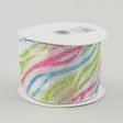 2.5  Pink Lime Blue Zebra Striped Ribbon (10 Yards) Cheap