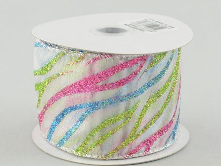 2.5  Pink Lime Blue Zebra Striped Ribbon (10 Yards) Cheap