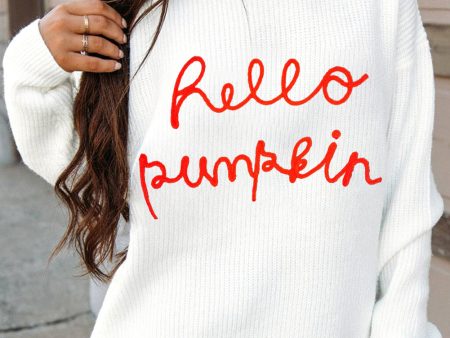 White Hello Pumpkin Graphic Sweater Online now