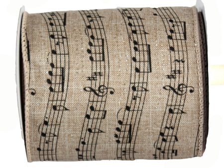 4  Faux Linen Music Note Ribbon (10 Yards) Discount