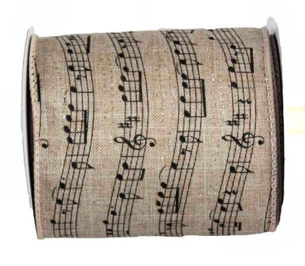 4  Faux Linen Music Note Ribbon (10 Yards) Discount