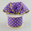 2.5  Small Polka Dot Ribbon: Purple With Yellow Dots (10 Yards) Online now