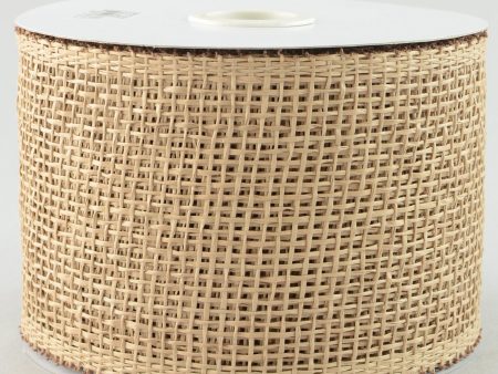 4  Poly Burlap Mesh Ribbon: Natural Brown (20 Yards) Cheap