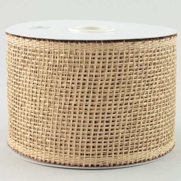 4  Poly Burlap Mesh Ribbon: Natural Brown (20 Yards) Cheap