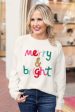 White Merry & Bright Round Neck Casual Sweater Discount