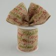 4  Faux Linen Merry Christmas Ribbon: Red & Moss (10 Yards) on Sale