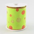 4  Glitter Dots Ribbon: Lime Red (10 Yards) Supply