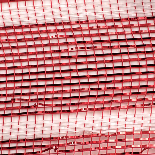 10  Poly Deco Mesh: Deluxe Red White Stripe For Discount