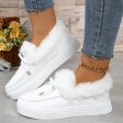 Bow Furry Round Toe Flat Slip-Ons on Sale