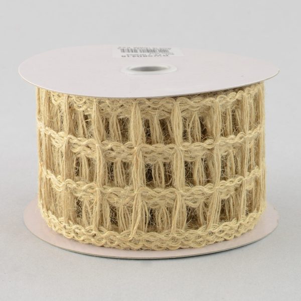 2.5  Jute Window Pane Mesh Ribbon: Natural (10 Yards) Fashion