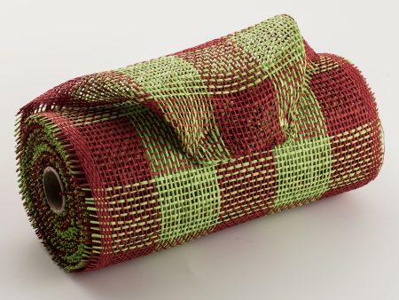 10  Paper Mesh Roll: Red Lime Plaid (10 Yards) Online Hot Sale