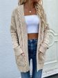 Woven Right Cable-Knit Open Front Cardigan with Front Pockets on Sale