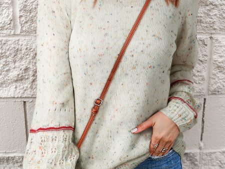 White Pilling Detail Patterned Sleeve Sweater Sale