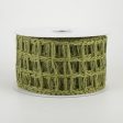 2.5  Jute Window Pane Mesh Ribbon: Moss Green (10 Yards) Online Sale