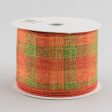 2.5  Woven Check Ribbon: Red, Orange, Lime Green (10 Yards) Hot on Sale