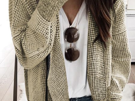 Apricot Plaid Contrast Trim Open Front Cardigan Online Sale