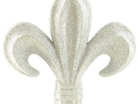 10  Fleur de Lis Ornament: Silver Glitter Supply