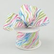 2.5  Pink Lime Blue Zebra Striped Ribbon (10 Yards) Cheap