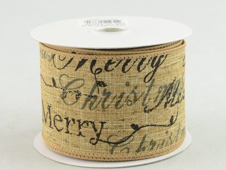 2.5  Faux Linen Merry Christmas Ribbon: Grey & Black (10 Yards) Online