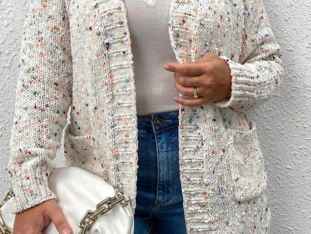 White Rainbow Popcorn Confetti Open Front Cardigan Fashion