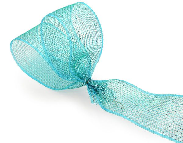 2.5  Poly Deco Mesh Ribbon: Metallic Teal For Cheap