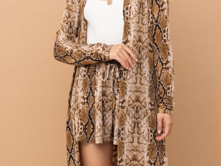 And The Why Snake Print Kimono Open Front Longline Cardigan Fashion