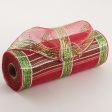 10  Poly Deco Mesh: Metallic Red Lime White Plaid Online