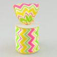 4  Satin Spring Chevron Ribbon: Pink, Yellow & Lime Cheap