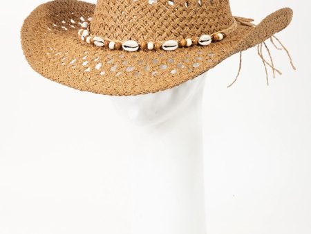 Fame Cowrie Shell Beaded String Straw Hat Cheap