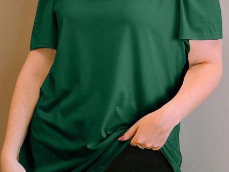 Green Plus Size Square Neck Ruched Shoulder Short Sleeve Top For Sale