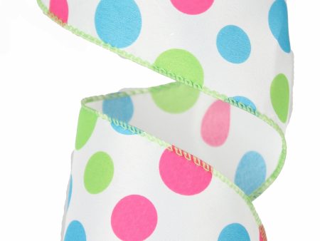 2.5  Polka Dot Ribbon: Pink, Lime & Blue (10 Yards) Online