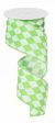 2.5  Harlequin Print Ribbon: Lime Green and White (10 Yards) Hot on Sale