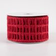 2.5  Jute Window Pane Mesh Ribbon: Red (10 Yards) For Discount