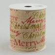 4  Faux Linen Merry Christmas Ribbon: Red & Moss (10 Yards) on Sale