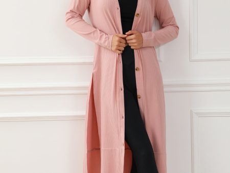 Button Up High-Low Long Sleeve Slit Cardigan Cheap