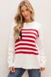 White American Flag Cable Knit Drop Shoulder Sweater Cheap