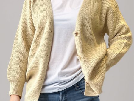 Button Down V-Neck Long Sleeve Cardigan Online Sale