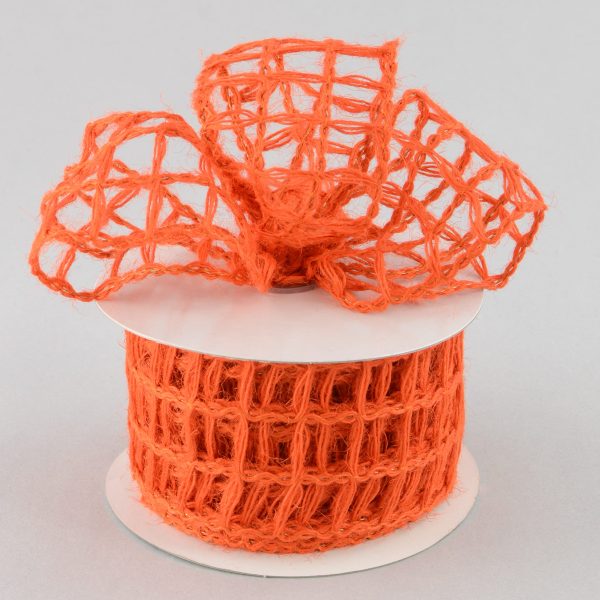 2.5  Jute Window Pane Mesh Ribbon: Orange (10 Yards) Supply