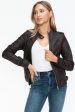 Snobbish PU Leather Biker Jacket with Side Zip Pockets Supply