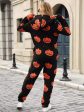 Fuzzy Pumpkin Half Zip Hooded Jumpsuit Sale